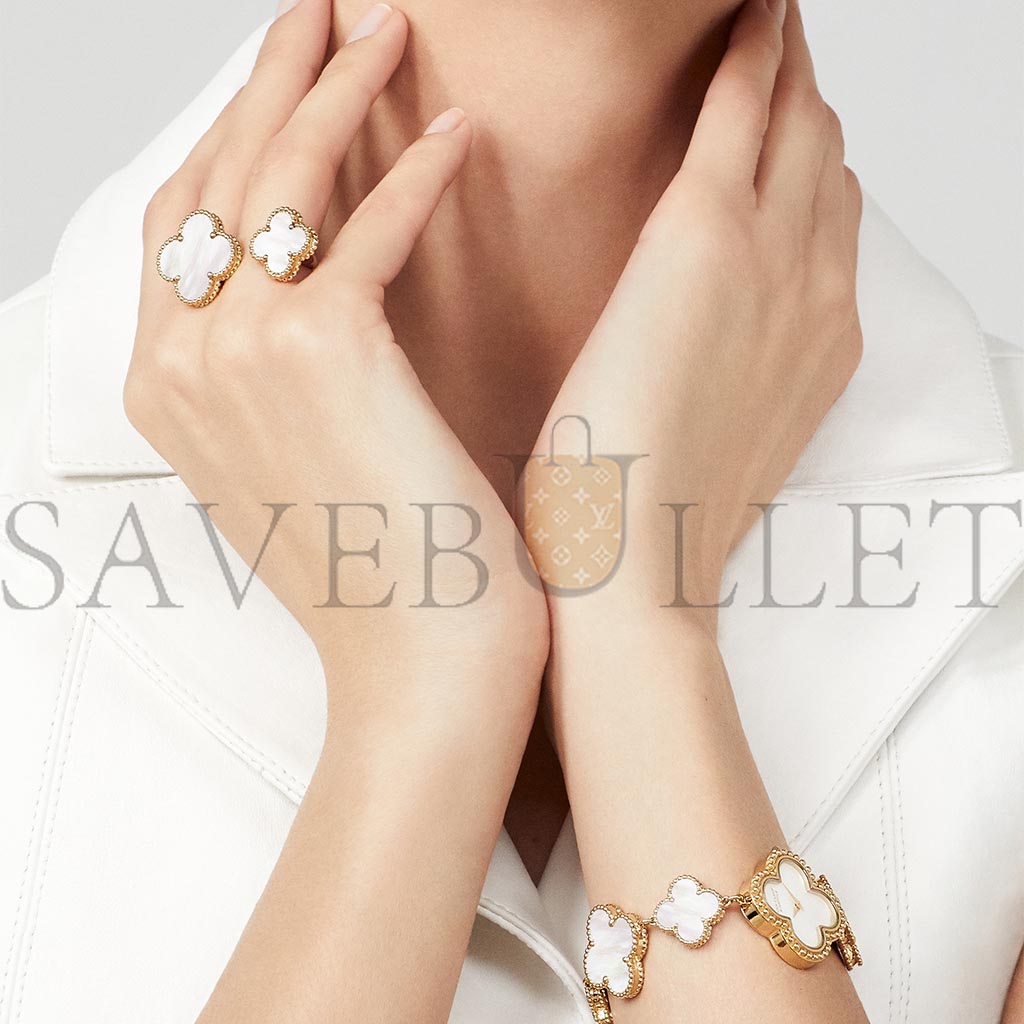 V*N CL*F arpels magic alhambra between the finger ring - yellow gold, mother-of-pearl vcarn05500